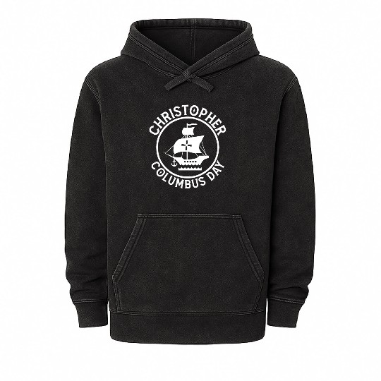Funny Christopher Columbus Day Mineral Wash Hoodies