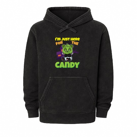 I'm Just Here For The Candy Scary Halloween Beast Mineral Wash Hoodies