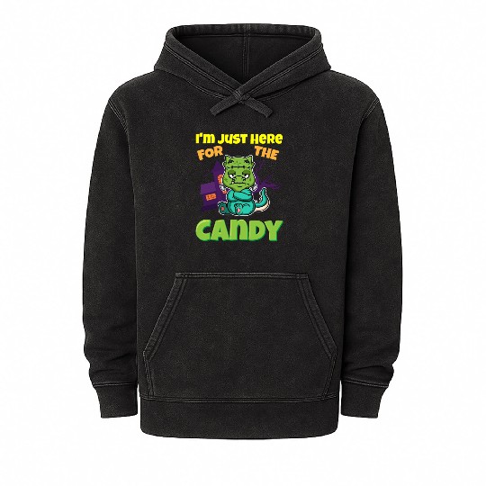 I'm Just Here For The Candy Scary Halloween Beast Mineral Wash Hoodies