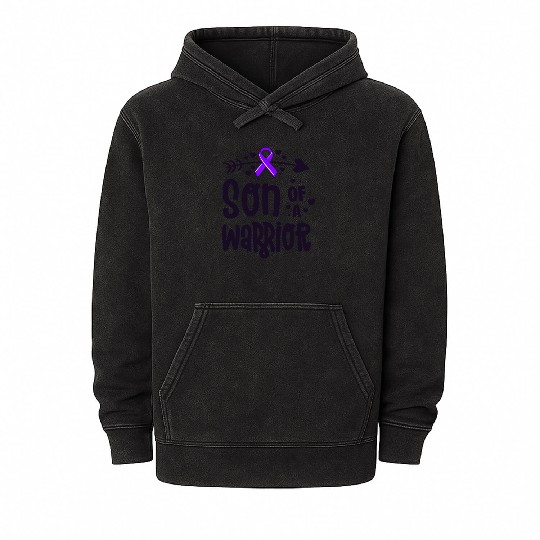 Son Of A Warrior Hodgkins Lymphoma Cancer Mineral Wash Hoodies