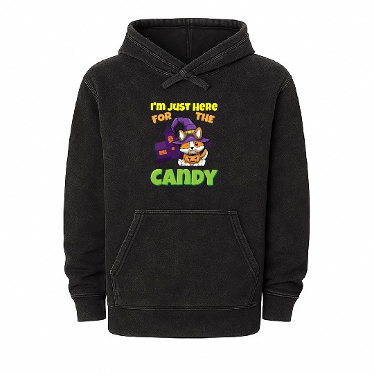 I'm Just Here For The Candy Scary Halloween Beast Mineral Wash Hoodies