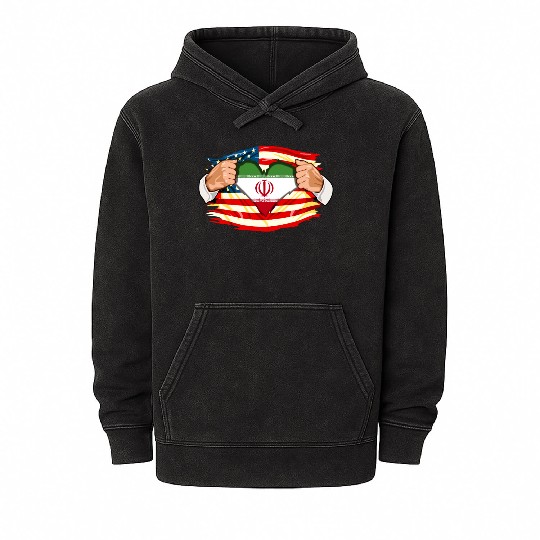 Persians Who Live in America Iran Flag Mineral Wash Hoodies