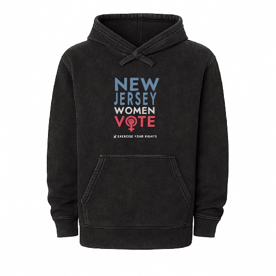 New Jersey Women Vote Voter 2022 Election Mineral Wash Hoodies