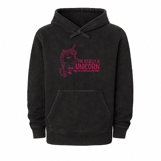 Unicorn in human costume Mineral Wash Hoodies