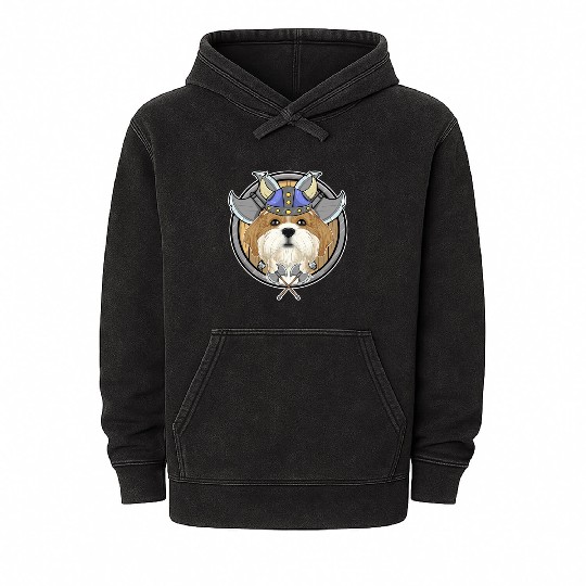 Shih Tzu I Valhalla I Viking Mineral Wash Hoodies