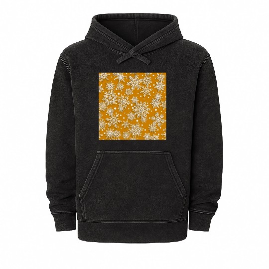 Orange Snowflakes Pattern Mineral Wash Hoodies