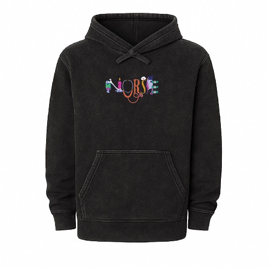 Nurse Spooky Health Worker-Themed Halloween Mineral Wash Hoodies