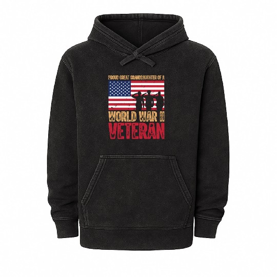 Proud Veteran Granddaughter Mineral Wash Hoodies
