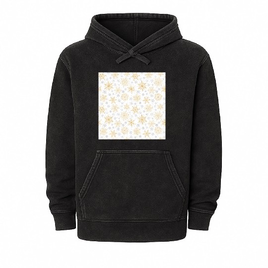 Modern Snowflakes Pattern White Gold Mineral Wash Hoodies