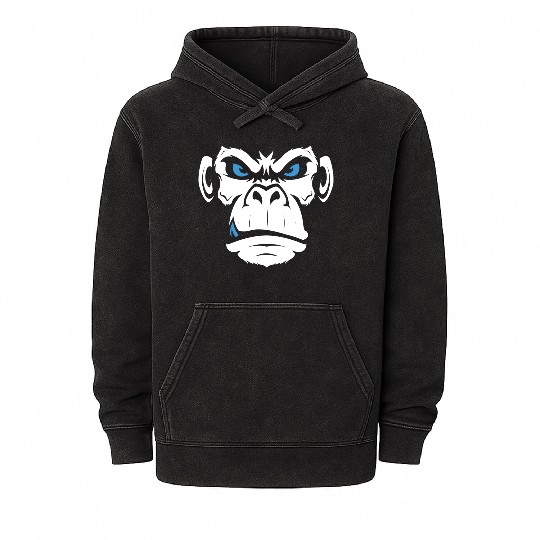 Monkey Head Angry Monkey Face Mineral Wash Hoodies
