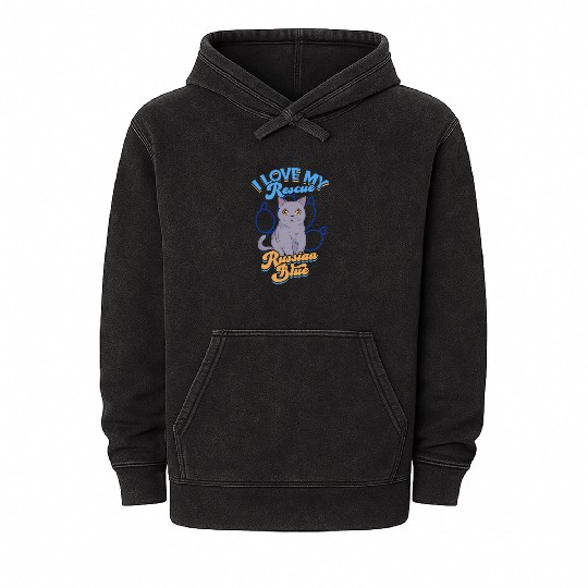 I love my rescue Russian Blue - furry Mineral Wash Hoodies