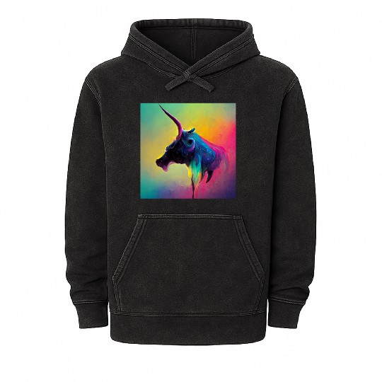 Colorful Unicorn Cow Mineral Wash Hoodies