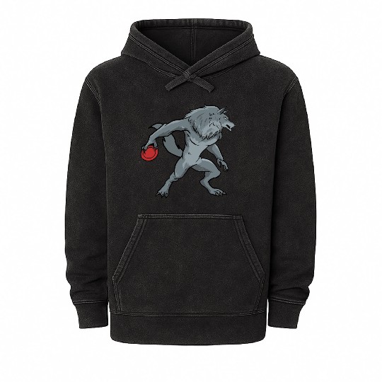 Disc Golf Werewolf Mineral Wash Hoodies