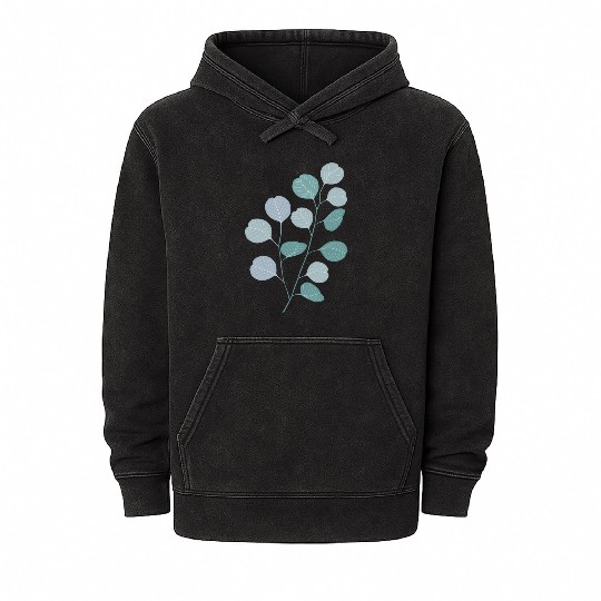 Eucalyptus evergreen design - natural plant leaves Mineral Wash Hoodies