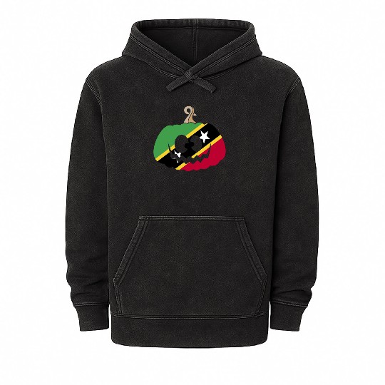 Saint Kitts And Nevis Halloween Pumpkin Mineral Wash Hoodies