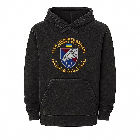 Ukraine 25th Airborne Brigade Nobody but Us X 300 Mineral Wash Hoodies