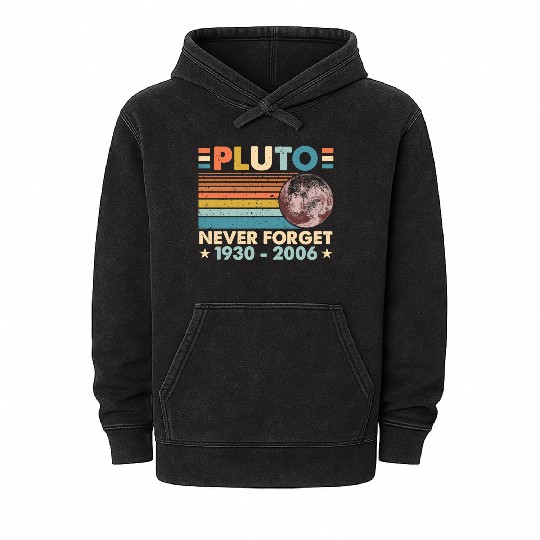 Pluto Never Forget Astronomy Space Science Nerd Mineral Wash Hoodies