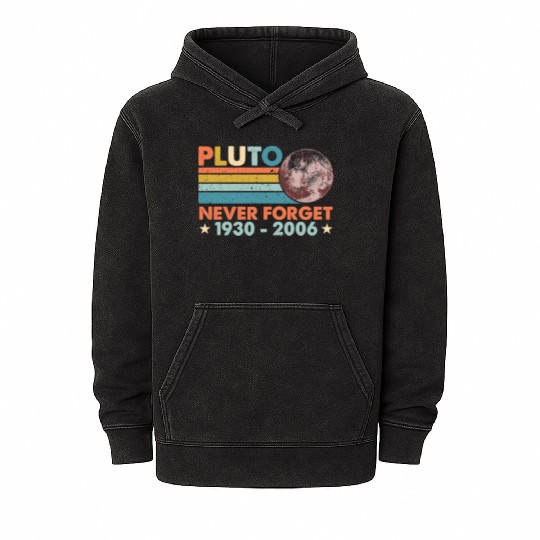 Pluto Never Forget Astronomy Space Science Nerd Mineral Wash Hoodies