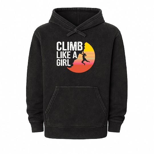 Climbing Mountaineering Climber Mountains Hiking Mineral Wash Hoodies