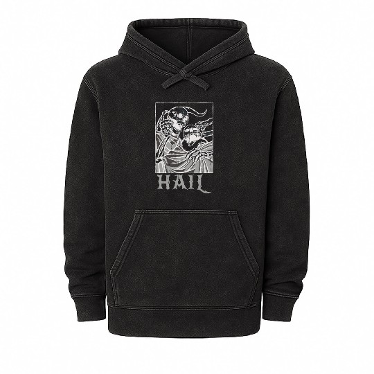 Skeleton Bones Tarot Card Occult Hail Gothic Mineral Wash Hoodies