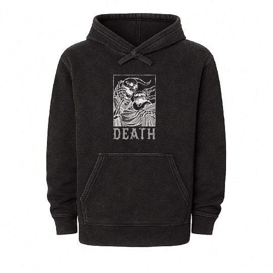 Skeleton Bones Tarot Card Occult Death Gothic Mineral Wash Hoodies