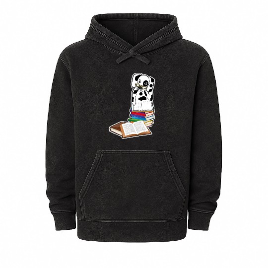 Book Reading Dalmatian Dog Lover Mineral Wash Hoodies