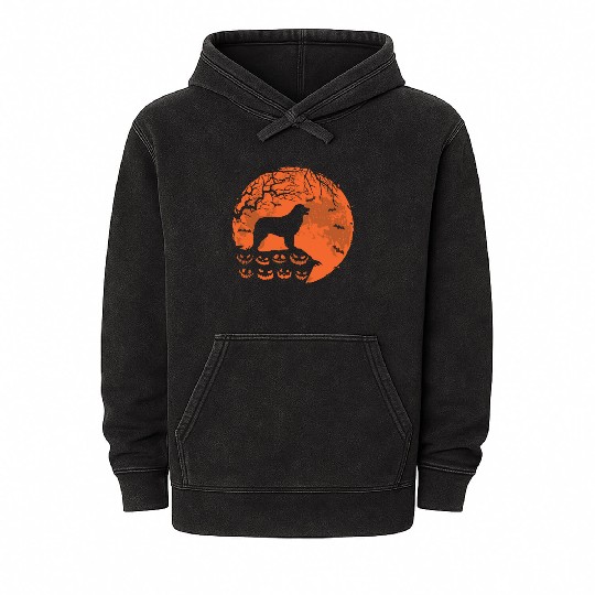 Leonberger And Moon Halloween Funny Dog Lover Gift Mineral Wash Hoodies