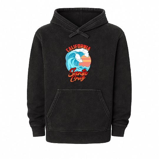 Santa Cruz California Waves Surf Beach Mineral Wash Hoodies