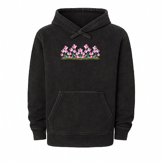 pink flowers glitter plants nature icon Mineral Wash Hoodies