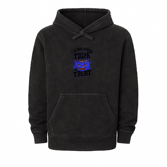 I'm non verbal trick or treat - scary pumpkin Mineral Wash Hoodies