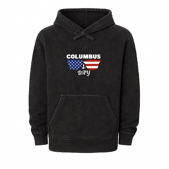 Columbus Day Glasses America Mineral Wash Hoodies
