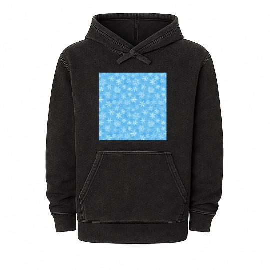 Pretty Light Blue Snowflakes Pattern Mineral Wash Hoodies