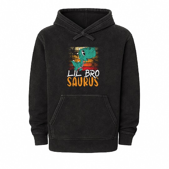 Lil Bro Saurus Best Bro Ever Brotherhood Dinosaur Mineral Wash Hoodies