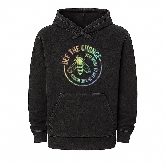Bee Mineral Wash Hoodies For Women Save The Bees Rainbow Pride