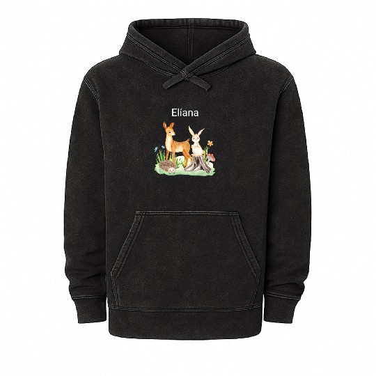 Animal deer rabbit hedgehog Elíana Mineral Wash Hoodies