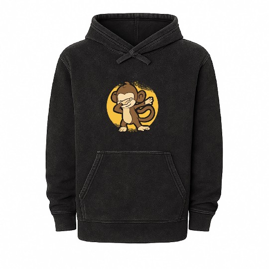 Cute Dabbing Monkey Mineral Wash Hoodies