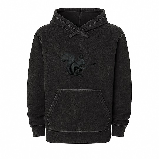 Squirrel Playing Guitar Mineral Wash Hoodies