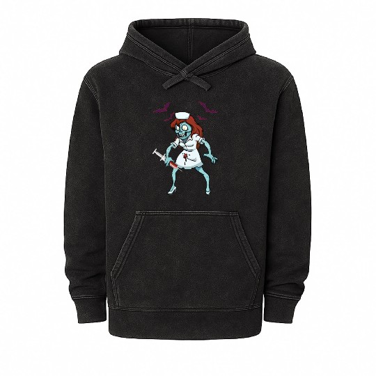 Zombie Nurse Emergency Halloween Mineral Wash Hoodies