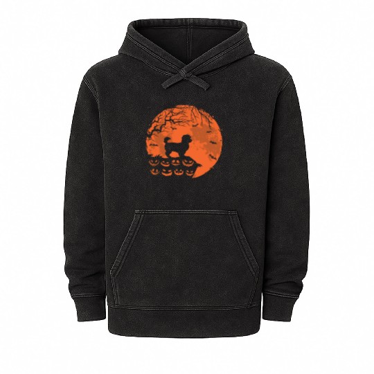 MALTIPOO And Moon Halloween Funny Dog Lover Gift Mineral Wash Hoodies