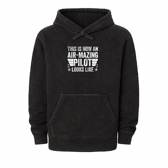 Aircraft Pun Airmazing Pilot - Airline Pilot Mineral Wash Hoodies