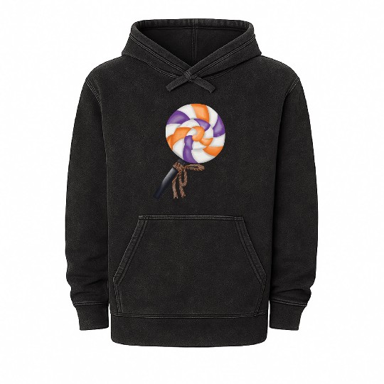 Halloween lollipop candy Mineral Wash Hoodies