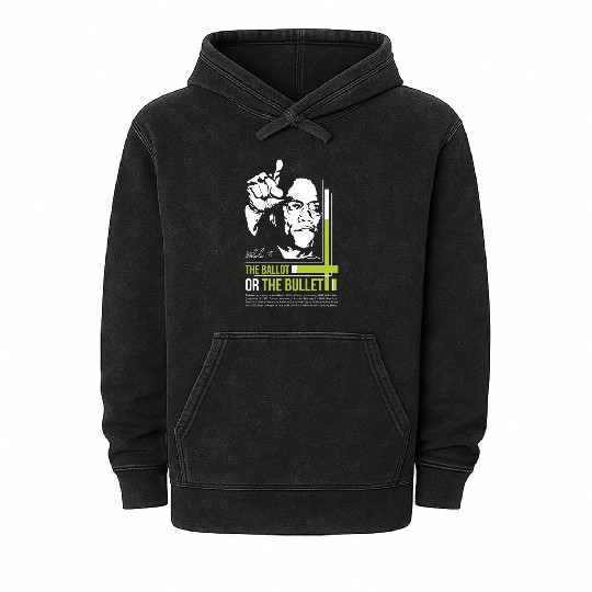 MALCOLM X Education Quote Mineral Wash Hoodies