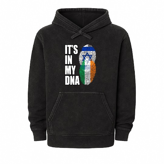 Israel And Irish Mix Heritage DNA Flag Mineral Wash Hoodies