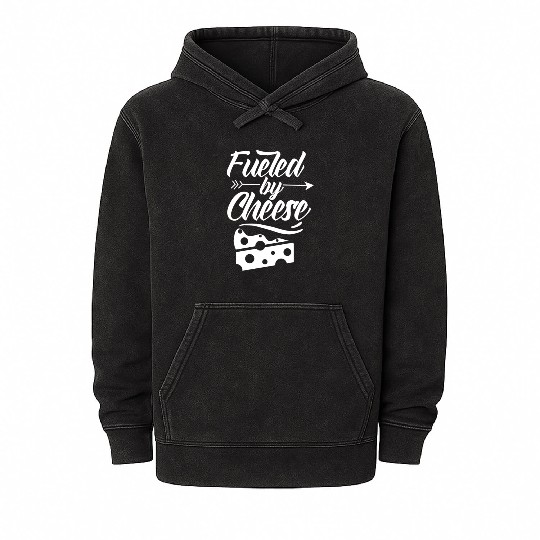 Fueled By Cheese Love Lover Cute Sayings Mineral Wash Hoodies