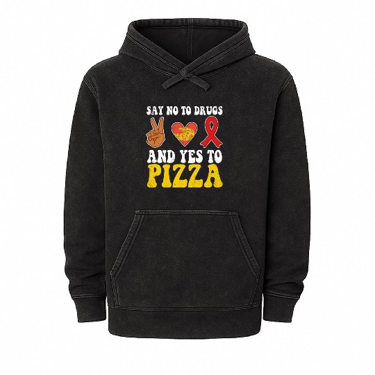 Peace Ribbon Week Awareness Yes Pizza Wear Red Mineral Wash Hoodies