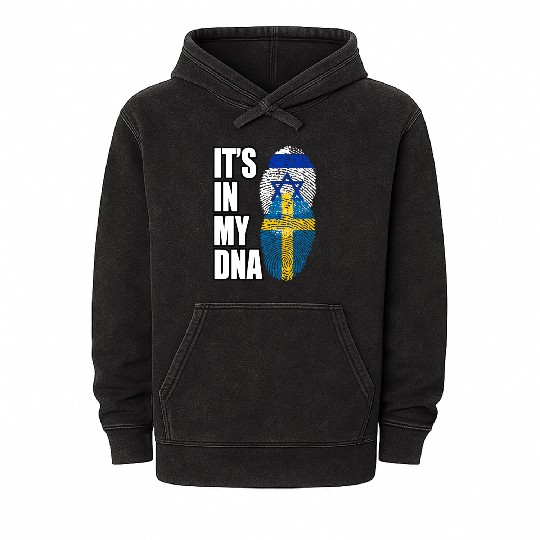 Israel And Swedish Mix Heritage DNA Flag Mineral Wash Hoodies