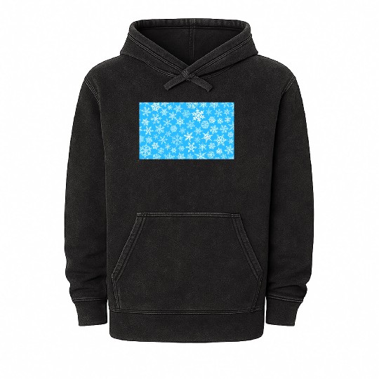 Winter Snowflakes Pattern Blue White Mineral Wash Hoodies