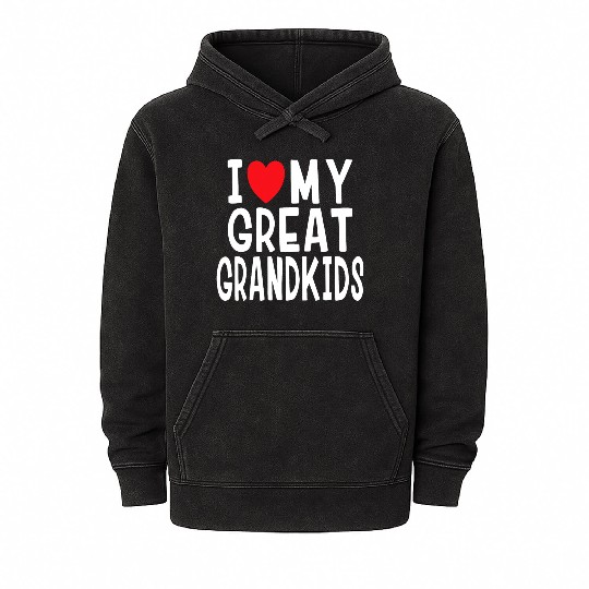 I Love My Great Grandkids Family Love Grandma Gran Mineral Wash Hoodies