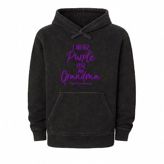 I Wear Purple for My Grandma Mineral Wash Hoodies for Grandkids P