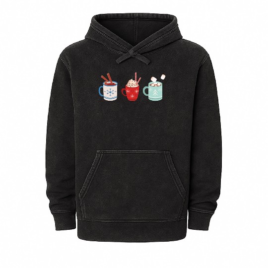 Coffee Christmas Latte Mineral Wash Hoodies